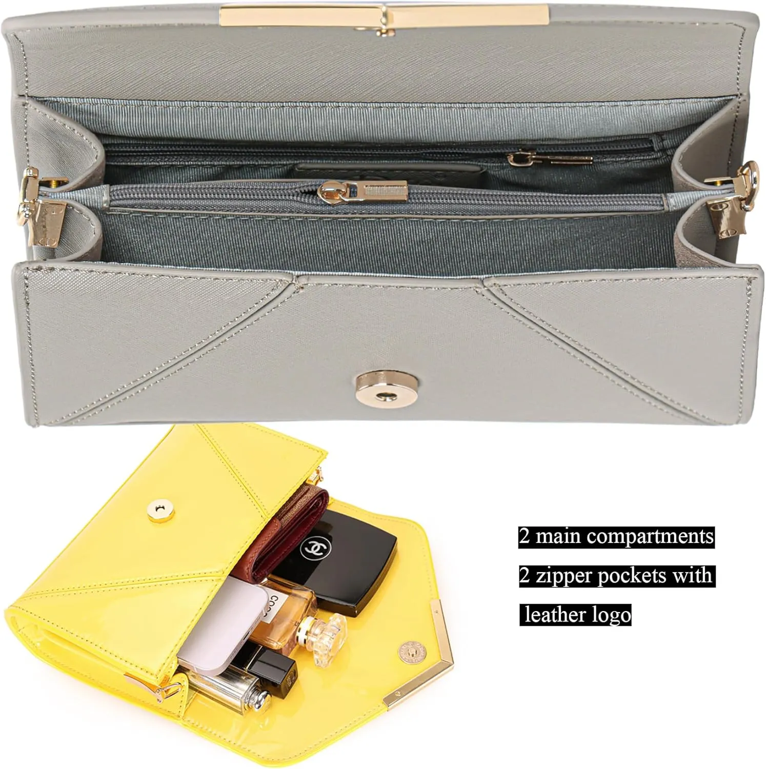 DEXMAY Women Envelope Clutch Faux Saffiano Leather Evening Handbag Foldover Clutch Bag Formal Dressy Purse