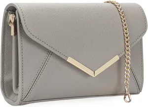 DEXMAY Women Envelope Clutch Faux Saffiano Leather Evening Handbag Foldover Clutch Bag Formal Dressy Purse