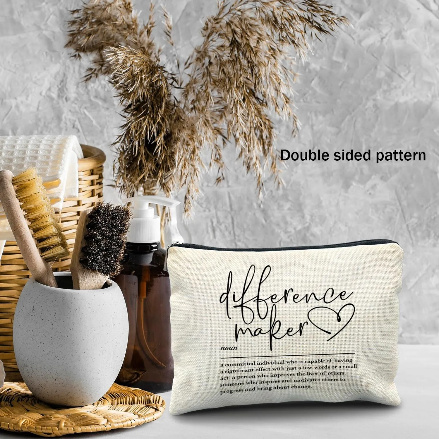 Difference Maker Makeup Cosmetic Bag - Difference Maker Gifts for Women, Appreciation Thank You Retirement Gifts for Coworkers Teacher Mentor Coach Boss Manager, Small Makeup Bag for Purse