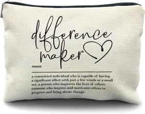 Difference Maker Makeup Cosmetic Bag - Difference Maker Gifts for Women, Appreciation Thank You Retirement Gifts for Coworkers Teacher Mentor Coach Boss Manager, Small Makeup Bag for Purse