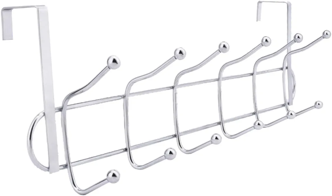Door Organizer 6 Hooks Double Door Hanger Storage Hanger Rack Easy Install No Drill for Home Use