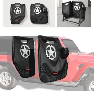 Door Storage Bags for Jeep, Door Storage Cover Protective Sleeves for Jeep Wrangler JK JL Unlimited Sahara Rubicon Sport 4XE Gladiator JT 4 Door Accessories - Waterproof, Dustproof (4 Pack)