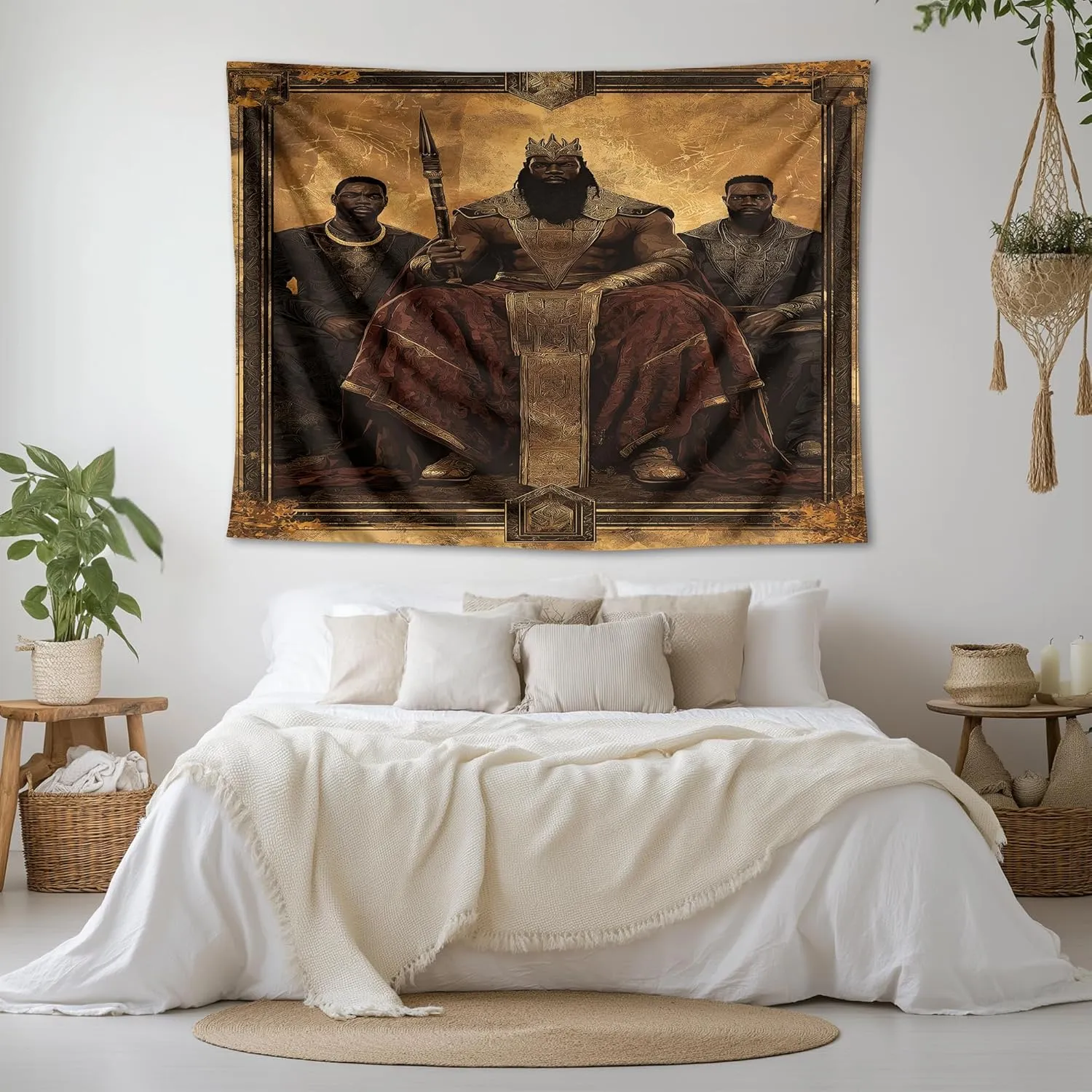DreamController The Power of Blacck Kings Wall Tapestry for Bedroom by DC | African American Tapestry Wall Hanging & Aesthetic Decor for Dorm, Living Room, Picnic & Home | 45"x60"