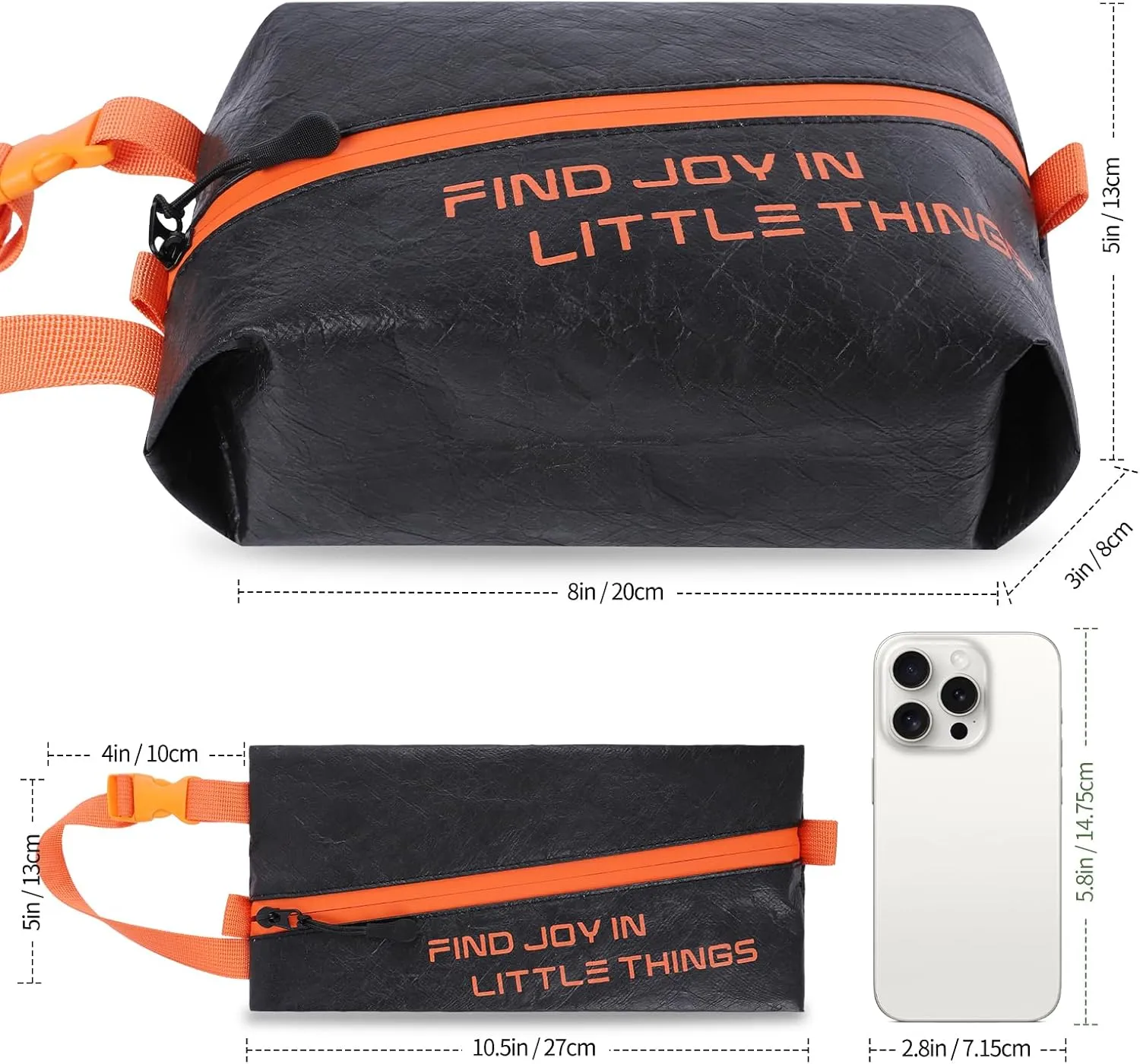 Eco-Friendly Travel Toiletry Bag for Men & Women - Lightweight Cosmetic Bag, Small Hygiene Organizer for Toiletries, Dopp Kit, Wet Bag, Perfect for Travel, Gym, or Daily Use (Black)