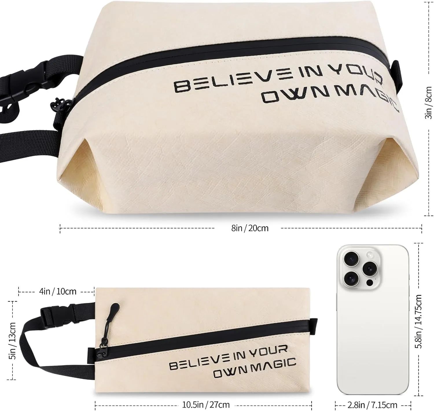 Eco-Friendly Travel Toiletry Bag for Men, Women & Kids - Small Waterproof Cosmetic Bag, Dopp Kit, Wet Pounch, Hygiene Organizer for Toiletries (Brown)