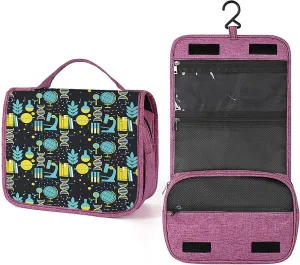 Education Theme,Waterproof Travel Toiletry Hanging Bag,Science Class Themed Biology Physics,Makeup bag,Travel Organizers,Cosmetic Travel-Sized Container,Large Capacity for Women,Yellow Black