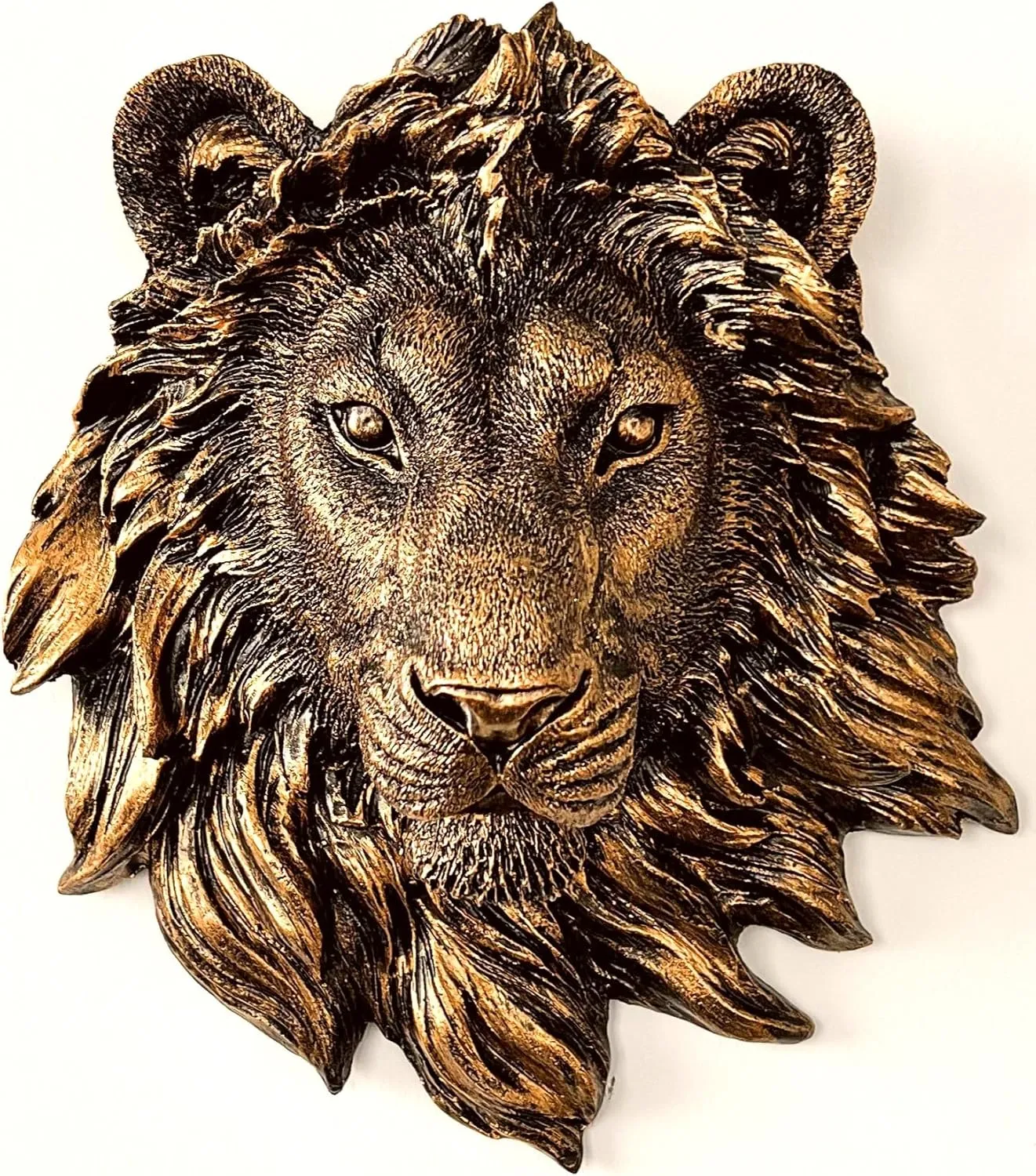 EffigyArt 9.4'' Gold Lion Head Wall Sculpture, Lion Wall Art, Animal Decor, Home Decor