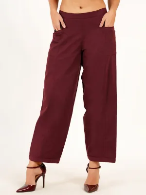 Elegant Burgundy Denim Boho Pants for Women