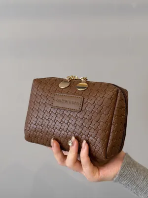 Elegant PU woven leather clutch