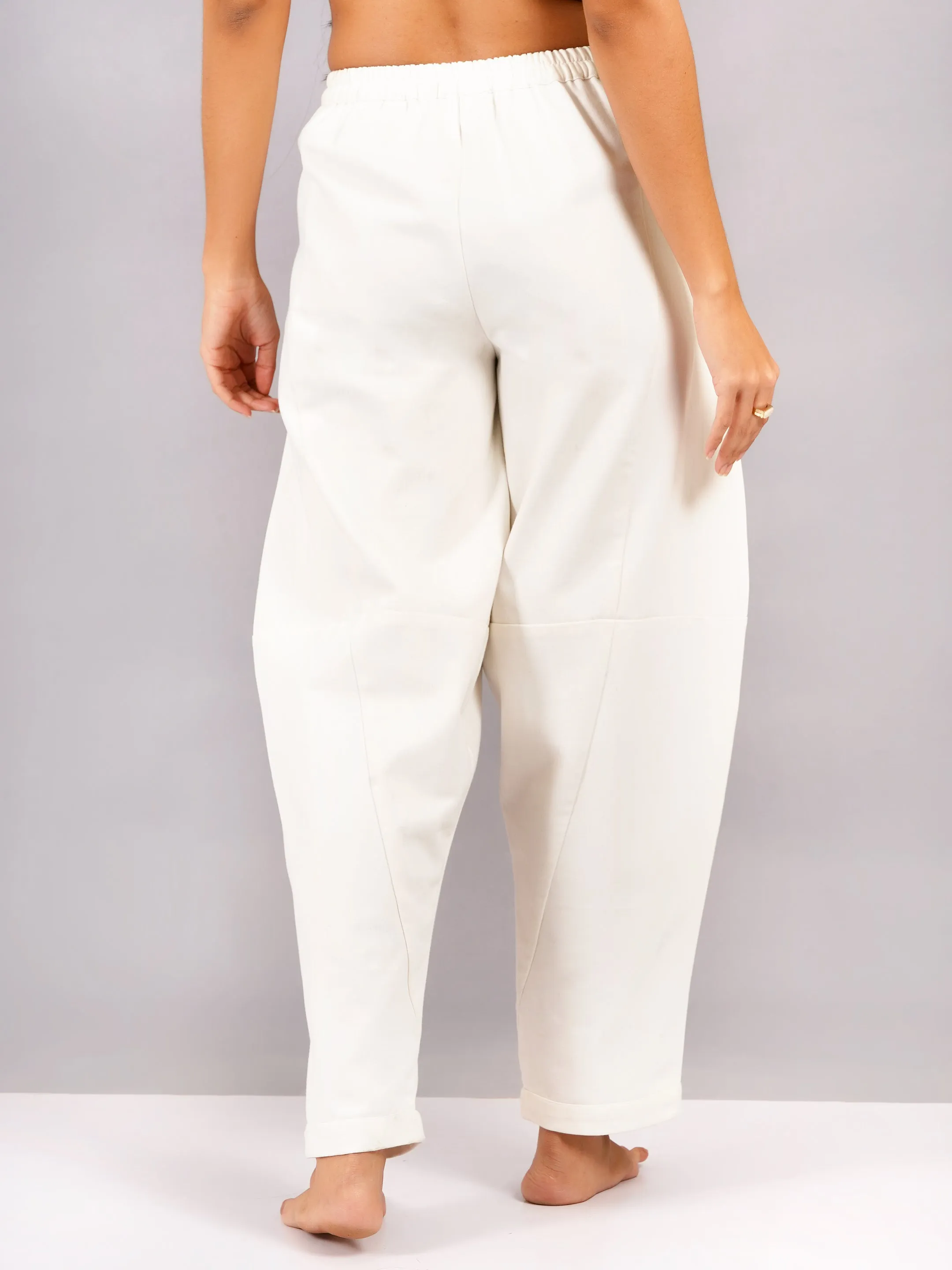Elegant White Denim Boho Pants For Women