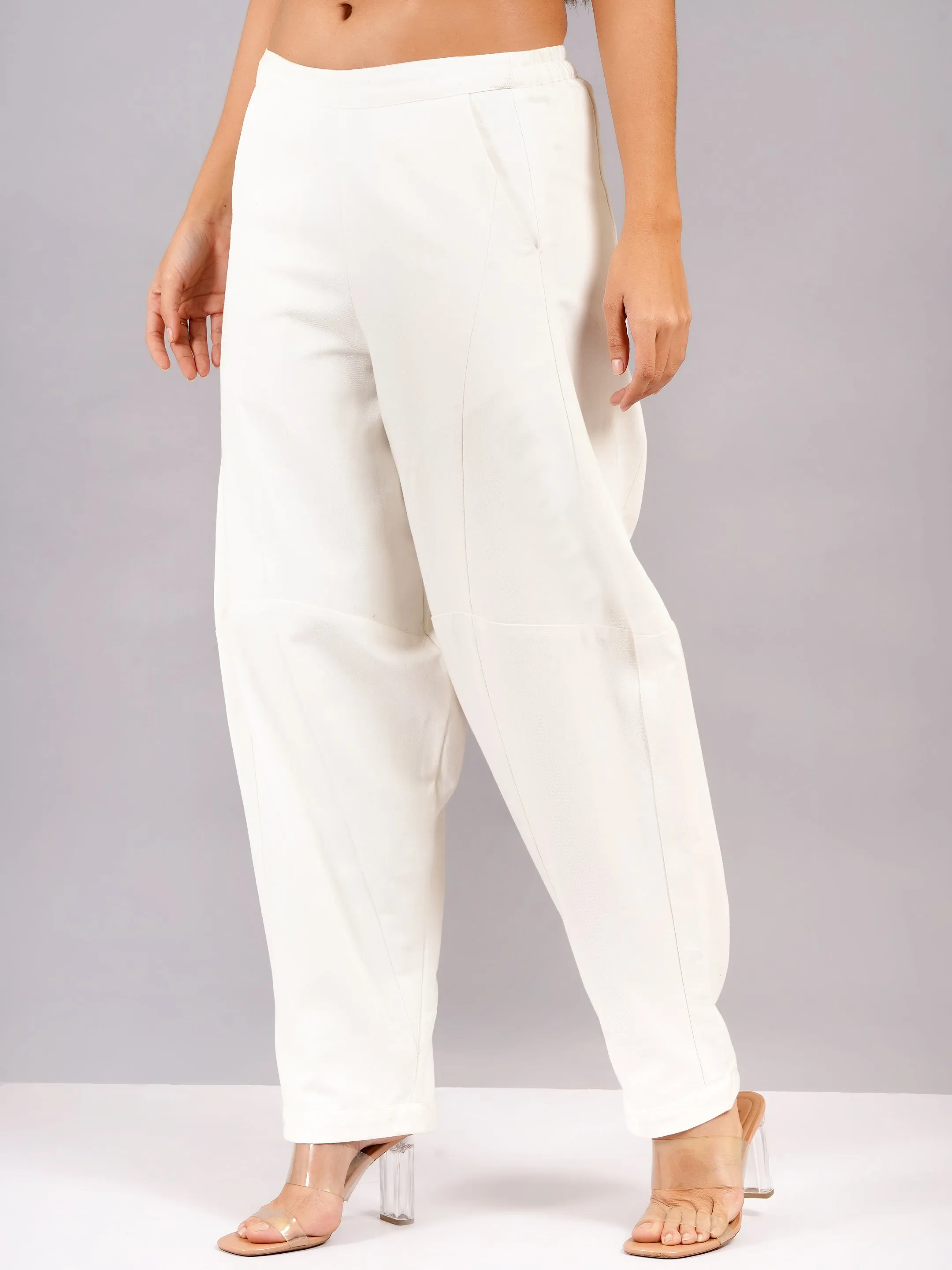 Elegant White Denim Boho Pants For Women