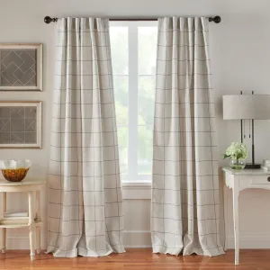 Elrene Home Fashions Brighton Windowpane Plaid Blackout Window Curtain, Living Room and Bedroom Drape with Back Tab and Rod Pocket Tabs, 52"x108", Gray, 1 Panel