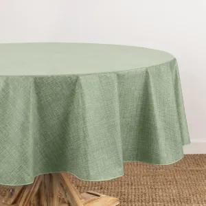 Elrene Home Fashions Monterey Linen Inspired Water- and Stain-Resistant Vinyl Tablecloth with Flannel Backing, 70 inches X 70 inches, Round, Sage