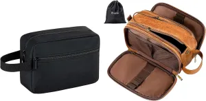 Elviros Travel Toiletry Bag for Women and Men Shaving Dopp Kit Water-resistant Bathroom Toiletries Organizer PU Leather Cosmetic Bags