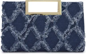 Emprier Denim Clutch Purses for Women Evening Bags with Chain,for Party Prom Formal Cocktail Wedding