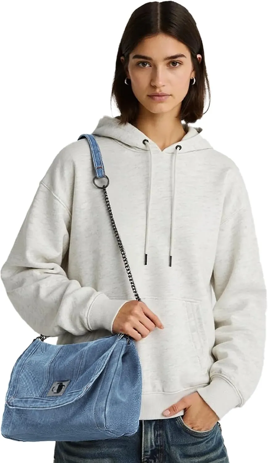 Emprier Denim Shoulder Bags for Women Retro Hobo Purse With Adjustable Chain Fashion Tote Handbags