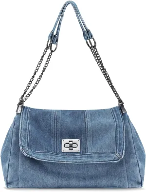 Emprier Denim Shoulder Bags for Women Retro Hobo Purse With Adjustable Chain Fashion Tote Handbags