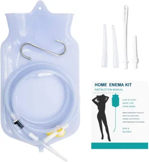 Enema Bag Kit for Colon Cleansing, 2 Quart Open Top Enema Bag with Silicone Hose - Reusable Home Coffee Enema Water Colon Cleansing Enemas