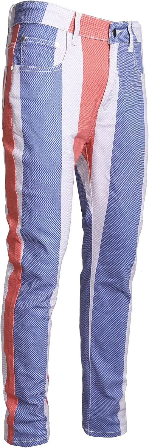 Enrica Men's Casual Printed Jeans Skinny Denim Pants