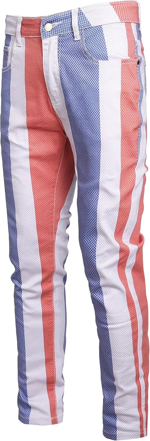 Enrica Men's Casual Printed Jeans Skinny Denim Pants