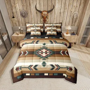 Erosebridal Rustic Bohemian Queen Comforter Set 7 Piece American Native Southwestern Bedding Set with Sheets Boho Western Aztec Exotic Bed in A Bag for Boys Men Vintage Country Farmhouse Bed Set