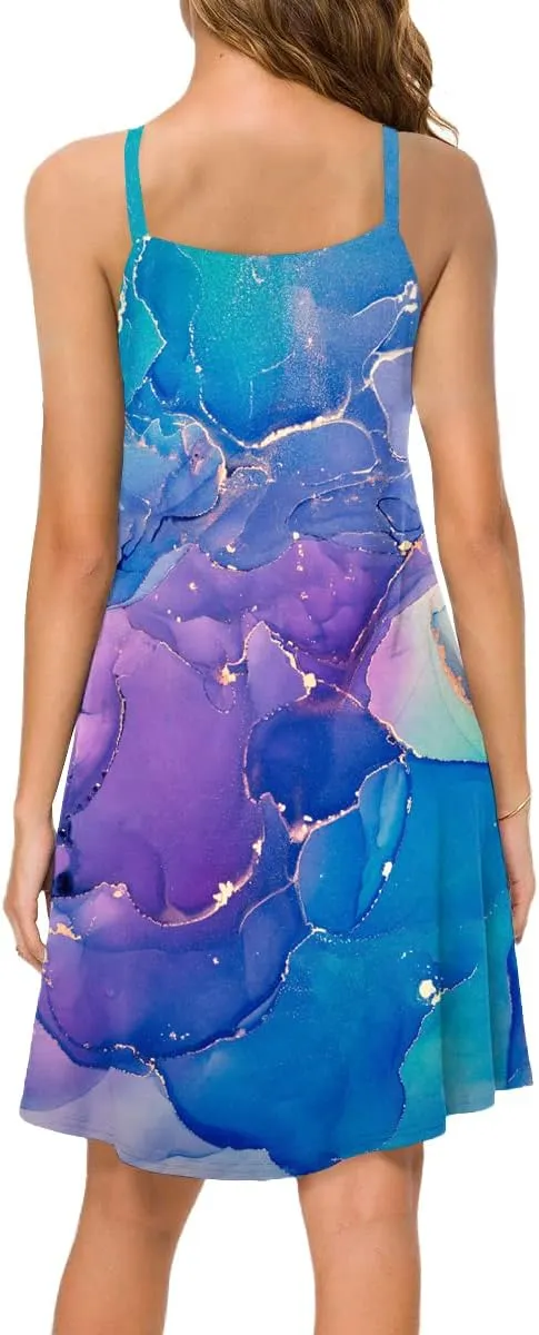 ETCYY Women's Summer Dresses 2025 Casual Sleeveless V Neck Loose Cover Up Beach Sundresses with Pockets