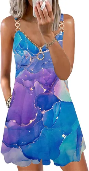 ETCYY Women's Summer Dresses 2025 Casual Sleeveless V Neck Loose Cover Up Beach Sundresses with Pockets