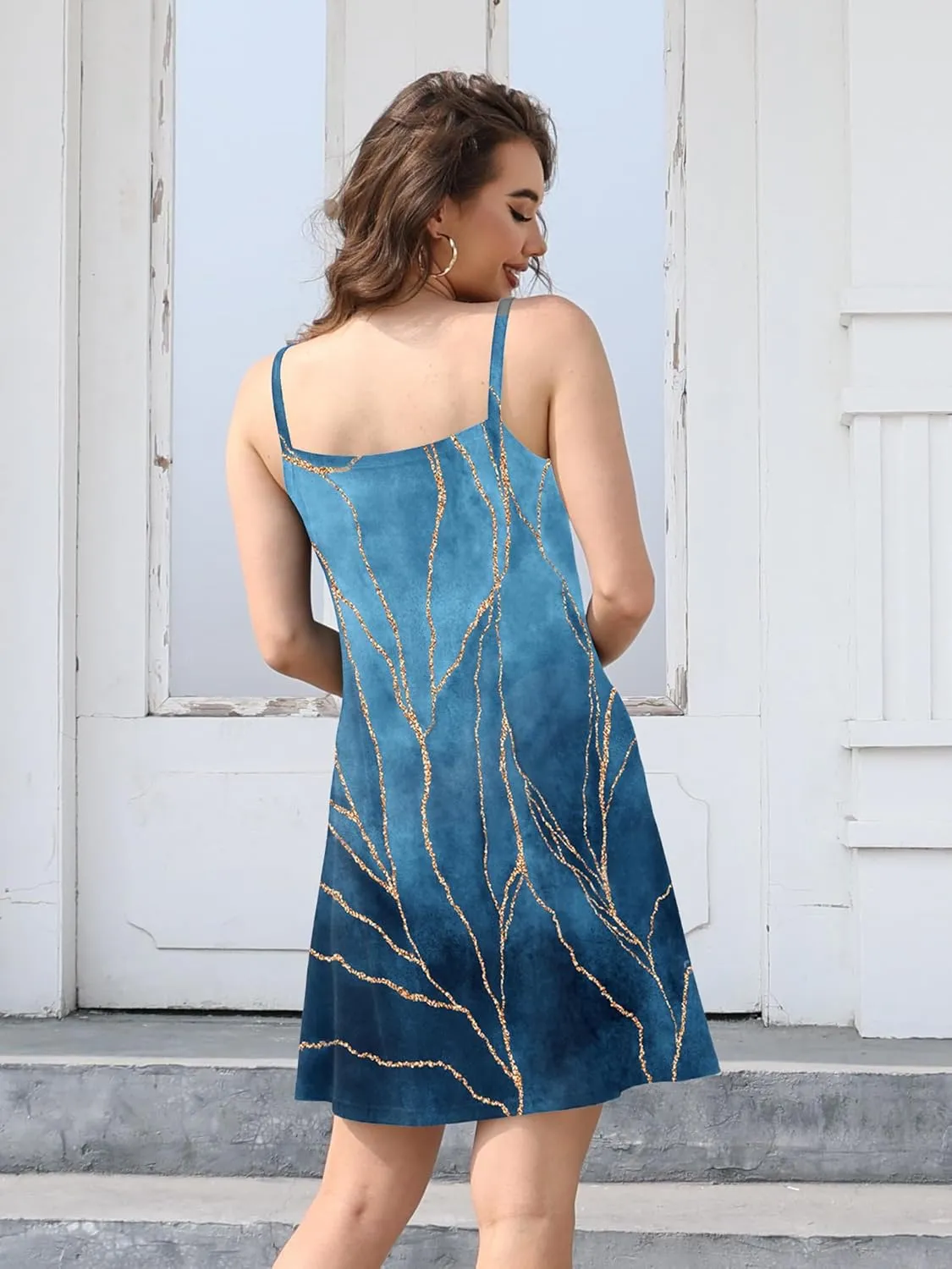 ETCYY Women's Summer Dresses 2025 Casual Sleeveless V Neck Loose Cover Up Beach Sundresses with Pockets
