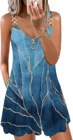 ETCYY Women's Summer Dresses 2025 Casual Sleeveless V Neck Loose Cover Up Beach Sundresses with Pockets