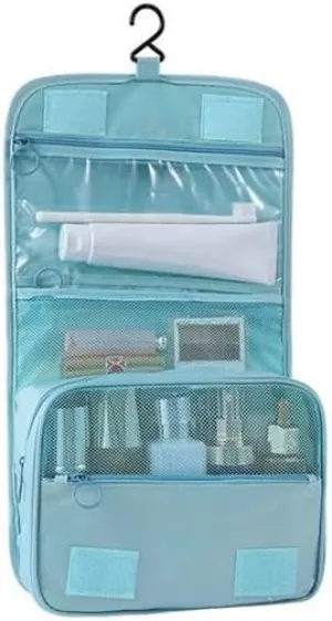 EthenicIndian Travel Toiletry Bag for women, Portable Hanging Organizer for Travel-Sized Shampoo, Conditioner, Brushes Set, makeup Accessories, Medium Size