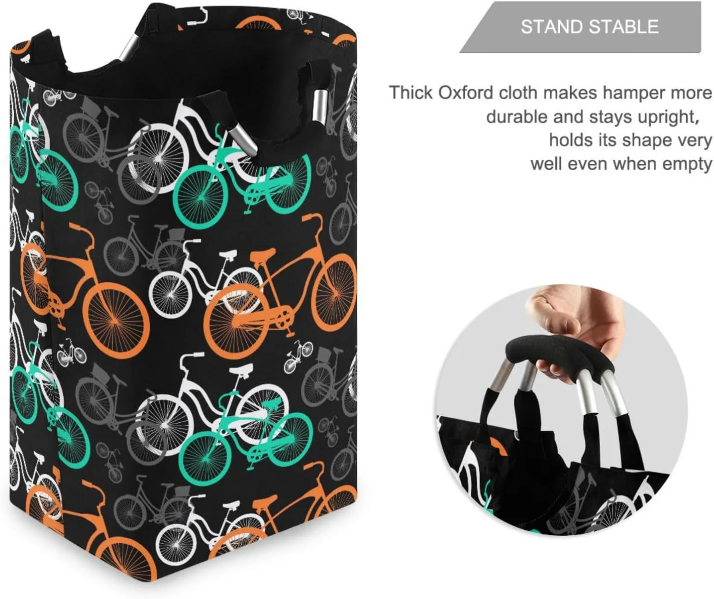Exnundod Laundry Hamper Bike Transportation Pattern Laundry Basket Collapsible Laundry Bag Cute Bicycle Cloth Hamper Towel Basket Large Storage Bag for Dorm Bedroom
