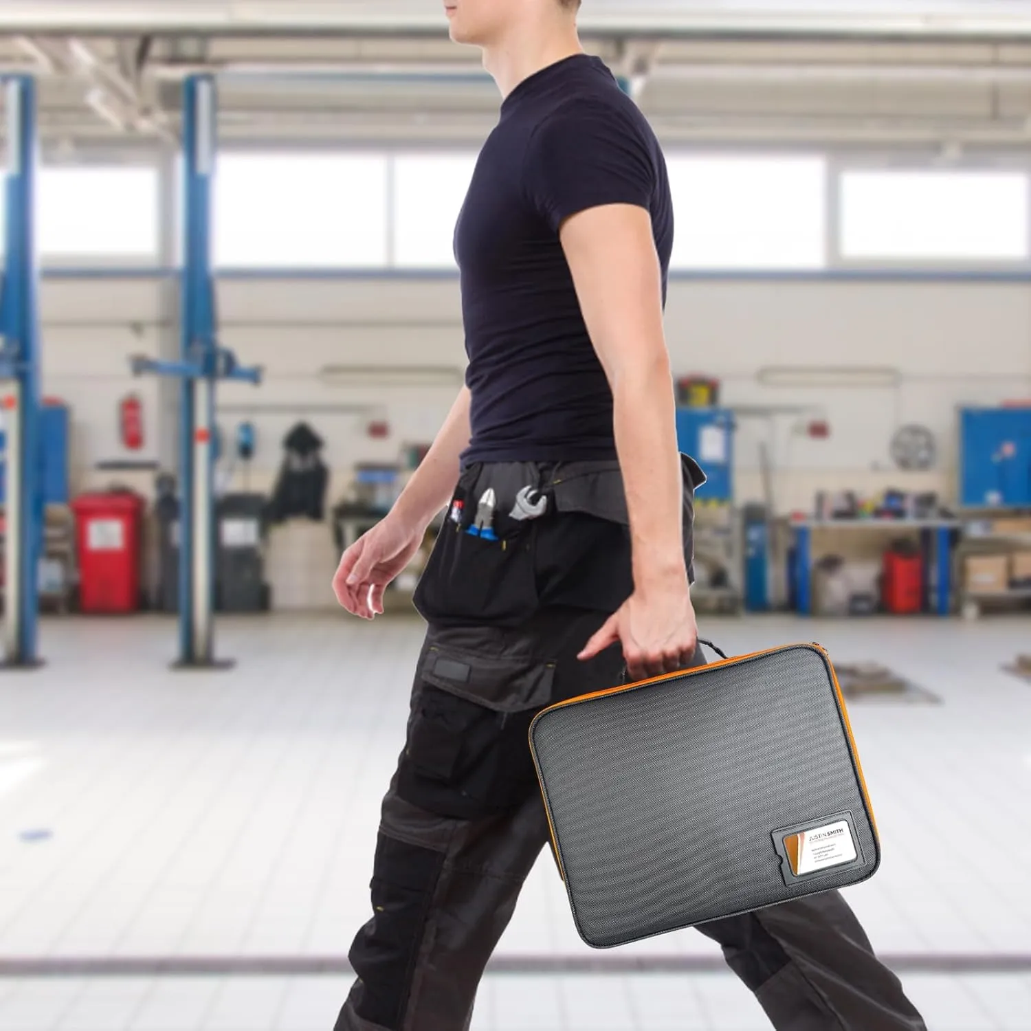 Extra Large Hard Tool Battery Carrying Case fits for Dewalt/Milwaukee/Makita 20V/60V/12V/18VBattery & Charger, Portable Power Tool Box Storage Bag with Adjustable Dividers for Accessories Organizer