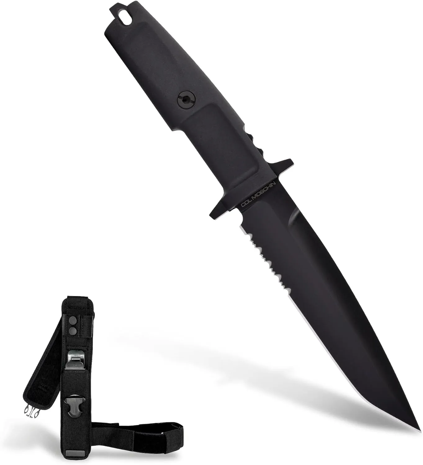 Extrema Ratio - Col Moschin (Black) Fixed Blade Knife, Böhler N690 Steel Blade 58 HRC, Black Burnished Finish, Ergonomic Handle, Durable and Versatile, Premium Italian Craftsmanship