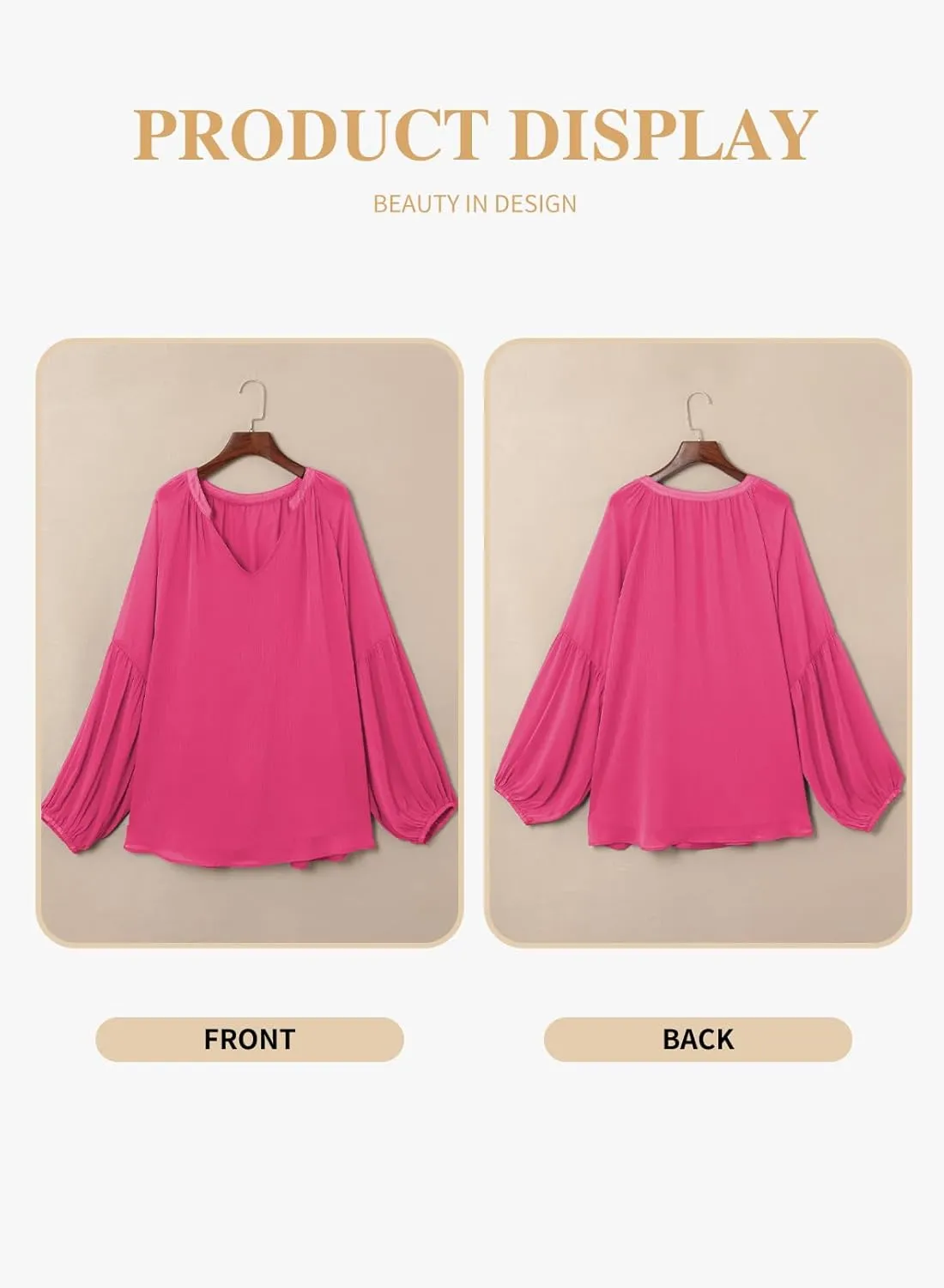 Eytino Women Plus Size Tops Summer V Neck Long Sleeve Button Down Pleated Business Work Blouse Shirts(1X-5X)