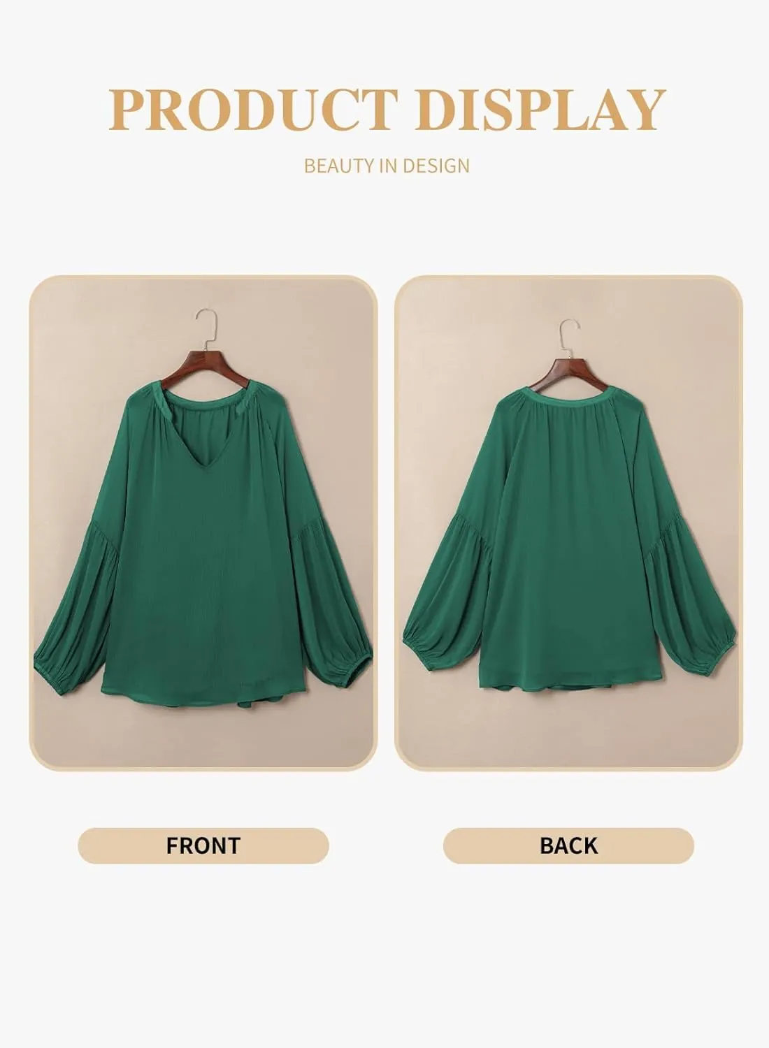 Eytino Women Plus Size Tops Summer V Neck Long Sleeve Button Down Pleated Business Work Blouse Shirts(1X-5X)