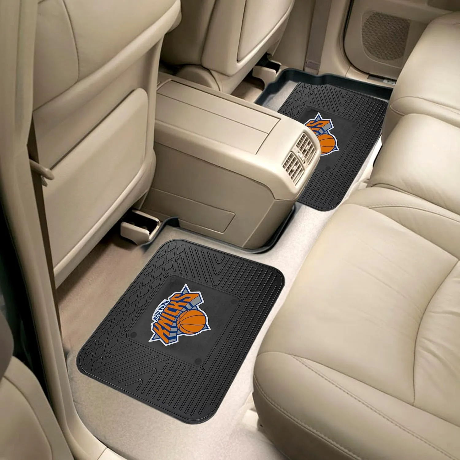 FANMATS 12382 NBA New York Knicks Back Row Utility Car Mats - 2 Piece Set, 14in. x 17in., All Weather Protection, Universal Fit, Deep Resevoir Design, Molded Team Logo