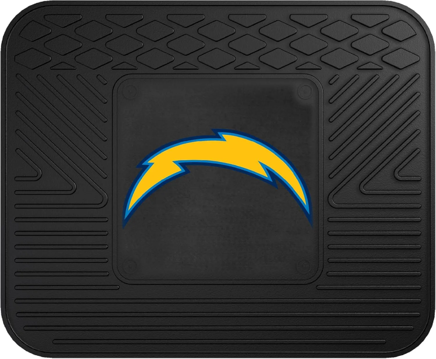 FANMATS 9969 Los Angeles Chargers Back Row Utility Car Mat - 1 Piece - 14in. x 17in., All Weather Protection, Universal Fit, Molded Team Logo