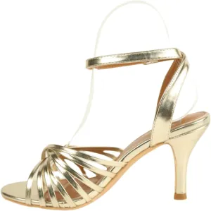 Fashion Thirsty Womens/Ladies Cyprus Metallic Multi Crossover Strap Wide Mid Heel Sandals (10 Wide) (Gold)