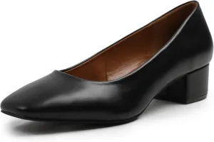 Fashion Thirsty Womens/Ladies Seattle Faux Leather Square Toe Low Block Heel Shoes (7) (Black)