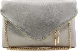FashionPuzzle Oversized Envelope Clutch Evening Bag with Chain Strap