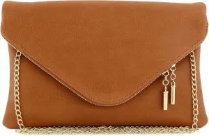 FashionPuzzle Oversized Envelope Clutch Evening Bag with Chain Strap