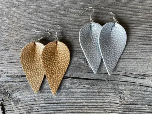 Faux Leather Metallic Leaf Earrings