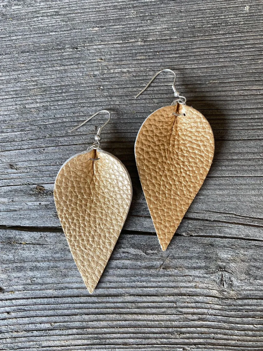 Faux Leather Metallic Leaf Earrings