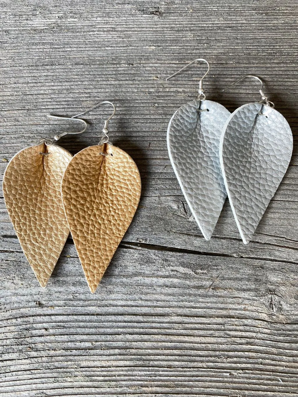Faux Leather Metallic Leaf Earrings