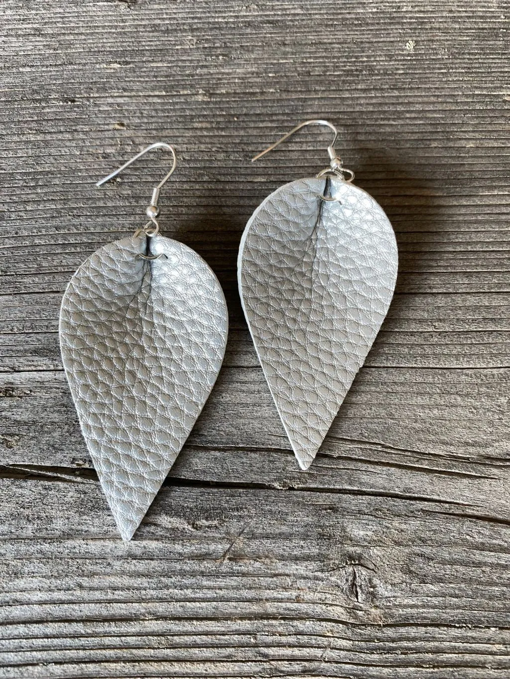 Faux Leather Metallic Leaf Earrings