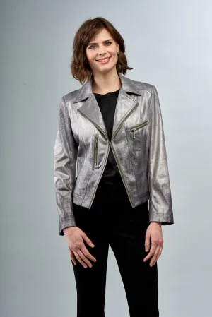 Faux Vegan Leather Metallic Jacket BCJ17681