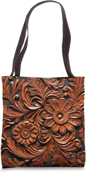 faux wooden crafted leather style Tote Bag