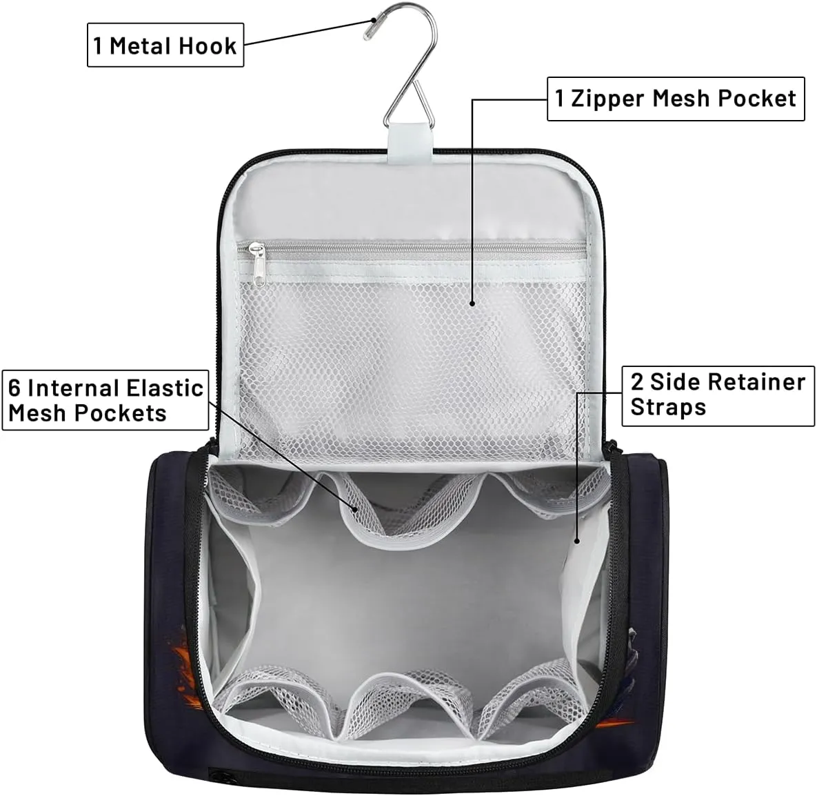 Fiery Monster Car Travel Toiletry Bag for Men and Women, Large Hanging Makeup Bag Organizer Toiletries Bag for Travel, Cosmetic Bag with Handle