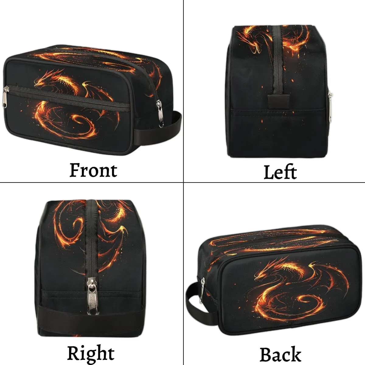 Fire Dragon Travel Toiletry Bag for Boys Girls, Waterproof Wash Bag Shower Bag Dopp Kit for Kids Makeup Bag for Toiletries Accessories