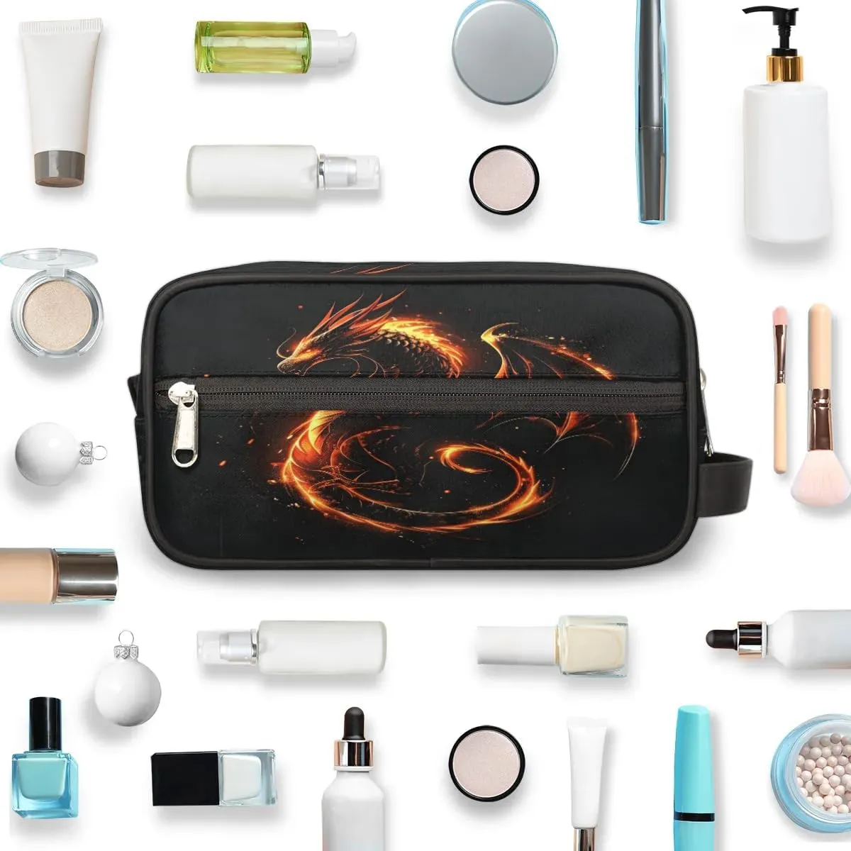 Fire Dragon Travel Toiletry Bag for Boys Girls, Waterproof Wash Bag Shower Bag Dopp Kit for Kids Makeup Bag for Toiletries Accessories
